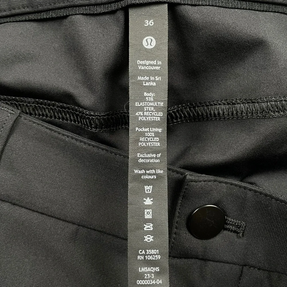 Lululemon ABC Classic Pant Mens 36x27 Black Stretch Golf Preppy Office Commuter